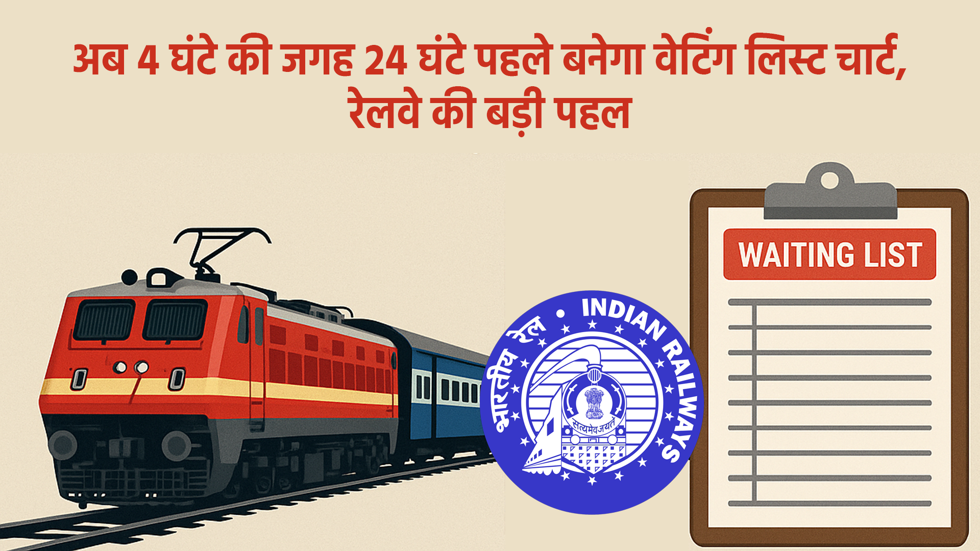 अब 4 घंटे की जगह 24 घंटे पहले बनेगा वेटिंग लिस्ट चार्ट, रेलवे की बड़ी पहल
